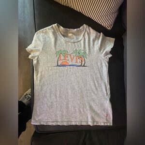 Levi's Gray Tee with Tropical Graphic